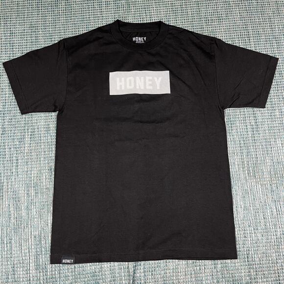 Honey Brand Co Black Box Logo T Shirt Mens Sz M New - Picture 1 of 6